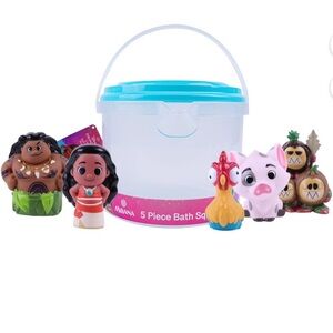 New! 6-Piece Moana Themed Bath Squirter Bucket Set: 5 bath Squirters & 1 Bucket